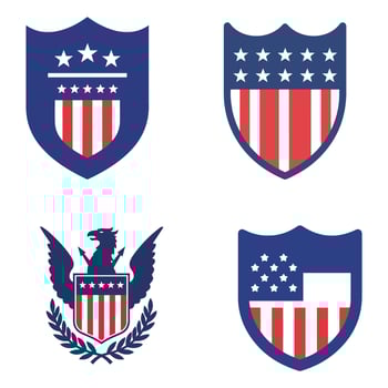 Patriotic Shield Graphics for 4th of July Memorial Day USA Shield Logos vector
