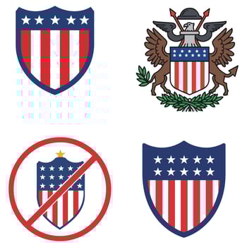 American Shield Icons set Stars Stripes and Eagle vector