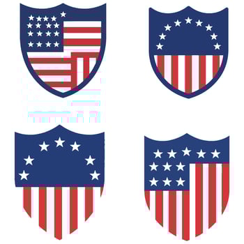 Multipurpose Shield Icons USA Flag Themed Graphics vector