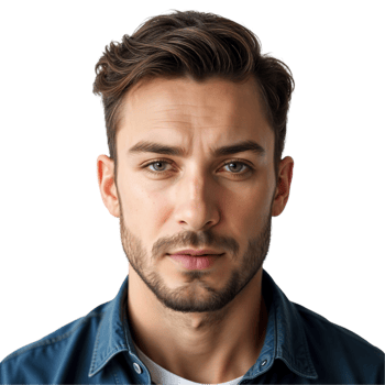 Confident Young Man with Stylish Hair and Casual Outfit on Transparent Background png