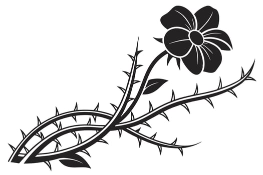 A minimalist black silhouette Crown of Thorns flower vector