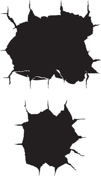 Set of grunge jagged shape black and white silhouette design vector