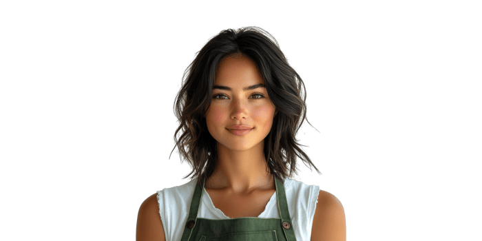 Woman With Shoulder Length Hair Isolated on Transparent Background. png