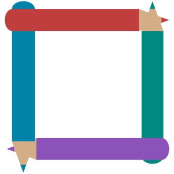 A colorful square with two pencils in it png
