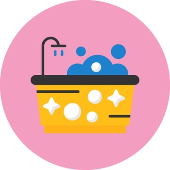 Bathtub Flat Circle Style Icon vector
