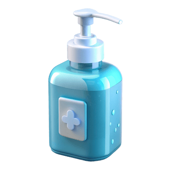 3D Render of a Light Blue Hand Sanitizer Bottle png