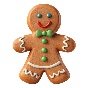 Festive Gingerbread Man Cookie with Green Bow png