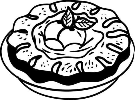 Tarte tatin dessert icon in doodle style vector