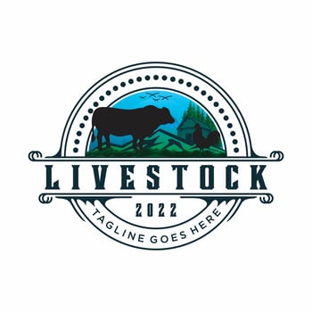 Modern Luxury Retro Cattle Farming Logo Design Premium illustration vector