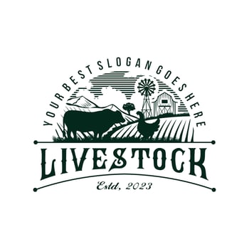Retro Vintage Livestock Cattle Farm Logo designs vector