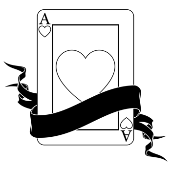 A black and white drawing of a heart with a black ribbon png