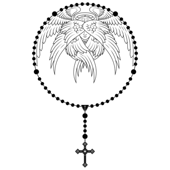 A black and white drawing of a bird with wings png