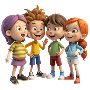Kids in Bright Clothes Smiling and Having Fun Together png
