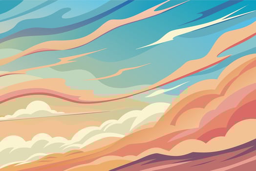 Pastel clouds waving on blue sky illustration, Beautiful pastel color sky vector