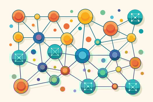 Network of interconnected nodes and pathways vector