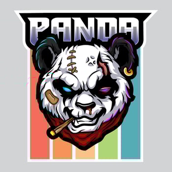 angry panda head gangster mascot t shirt illustration design vector