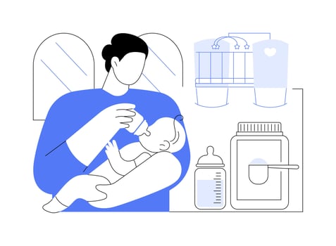 Feeding a baby isolated cartoon illustrations. vector