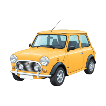 Vintage Yellow Mini Car isolated on transparent background png