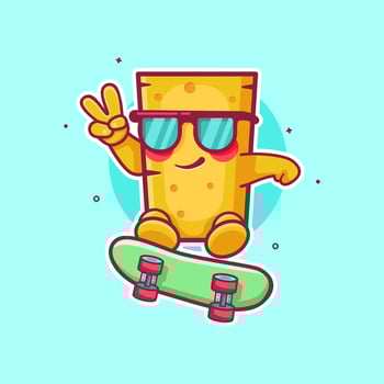 cool cheese food character mascot playing skateboard isolated cartoon vector