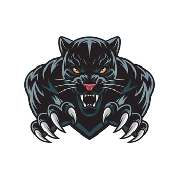 black panther logo attacking with claws design illustration on white background vector