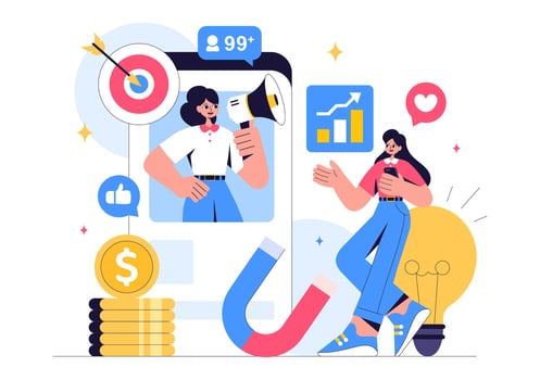 Project Manager and Trend Tracker Illustration for Business Planning in a Flat Style vector