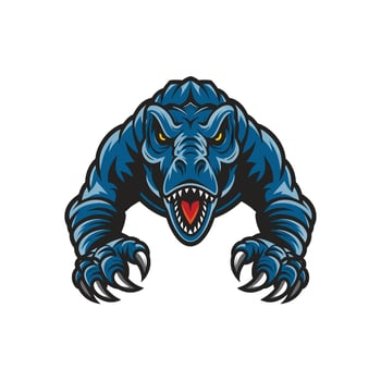 tyrannosaurus fierce pose attacking with claws on white background vector