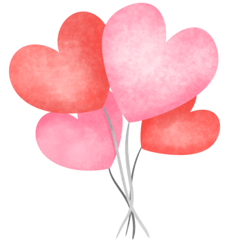 Red heart shaped balloons png