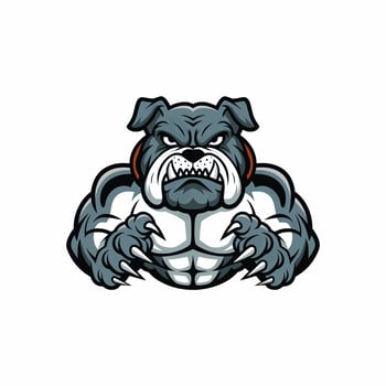 bulldog illustration muscular logo attacking with claws vector