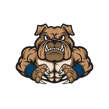 bulldog muscular attacking with claws design logo illustration on white background vector