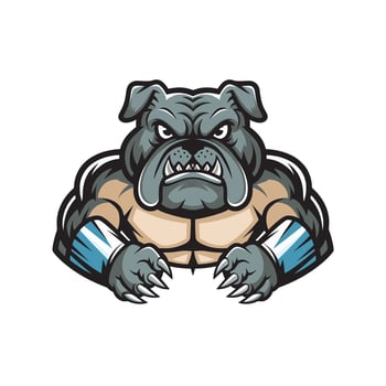 bulldog muscular attacking with claws design logo on white background vector