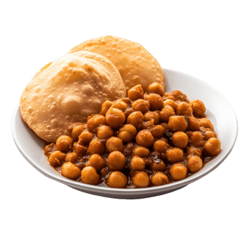 Spicy Chickpea Curry with Puffy Bhature png