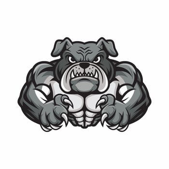 bulldog muscular attacking with claws logo illustration on white background vector