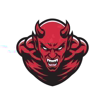 devil pose attacking with claws character design logo on white background vector