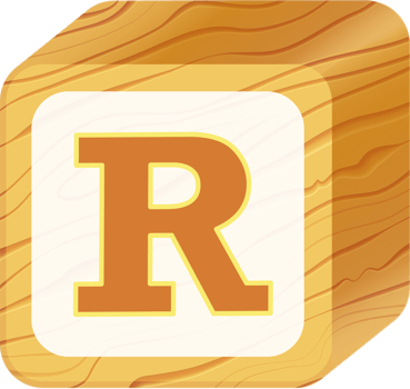 Letter R, 3D Retro toy wood block alphabet png