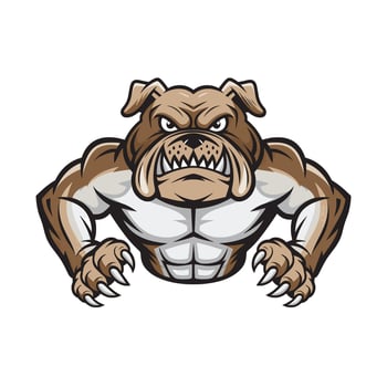 bulldog illustration muscular attacking with claws design logo vector