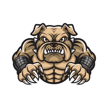 bulldog illustration muscular design logo vector