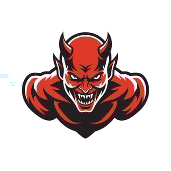 devil fierce character illustration logo design vector