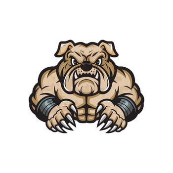 bulldog pose muscular design logo illustration vector