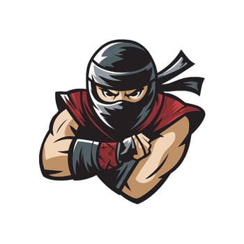 ninja angry attacking pose design illustration logo vector