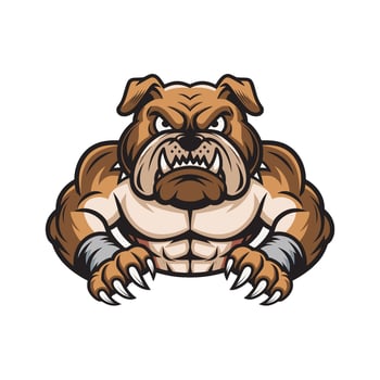 bulldog muscular attacking with claws logo design illustration vector