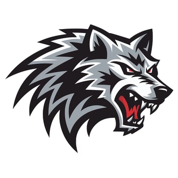 wolf roar head design logo illustration vector