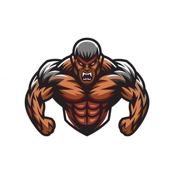 bodybuilder angry design logo illustration vector