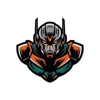 robot character design logo illustration vector