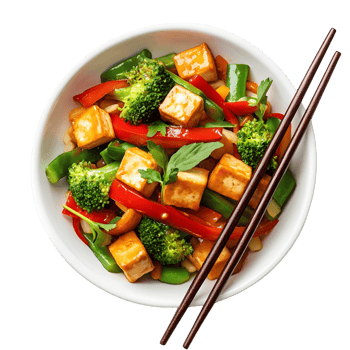 Authentic Chinese Tofu Stir Fry with Colorful Veggies png