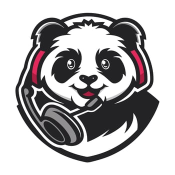 a panda wearing headphones and a headset vector