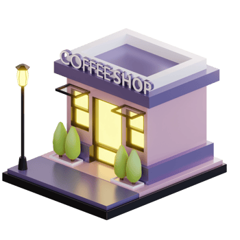 3d coffee shop building design png