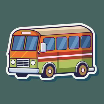 a cartoon bus sticker on a white background vector