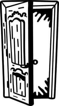 A hand drawn icon of a scary door vector