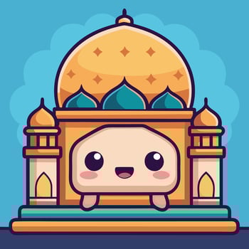 cartoon character with a mosque in the background vector