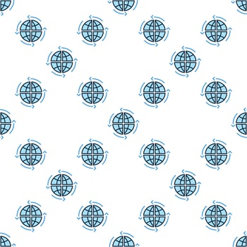 Earth Globe with Arrows Multipolarity blue seamless pattern vector